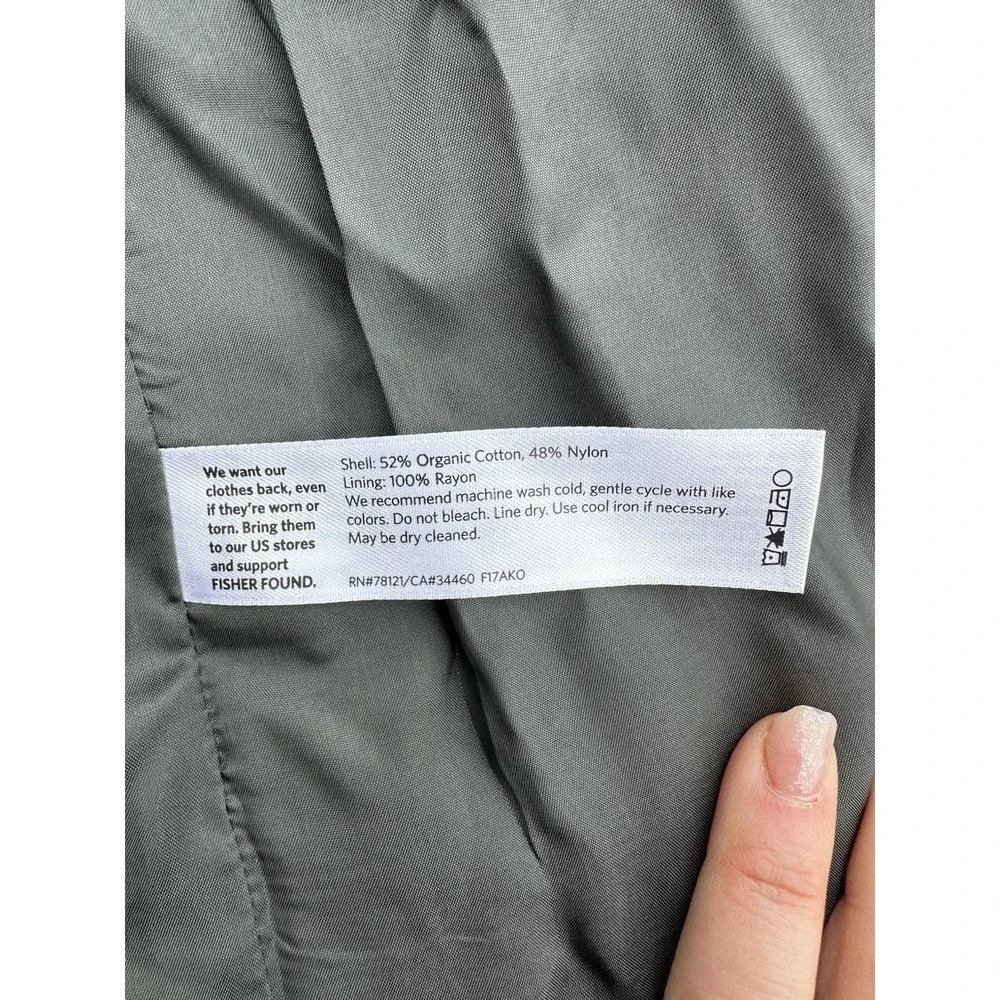 Eileen Fisher S Gray Organic Cotton Nylon A-Line Coat Jacket Drawstring Waist